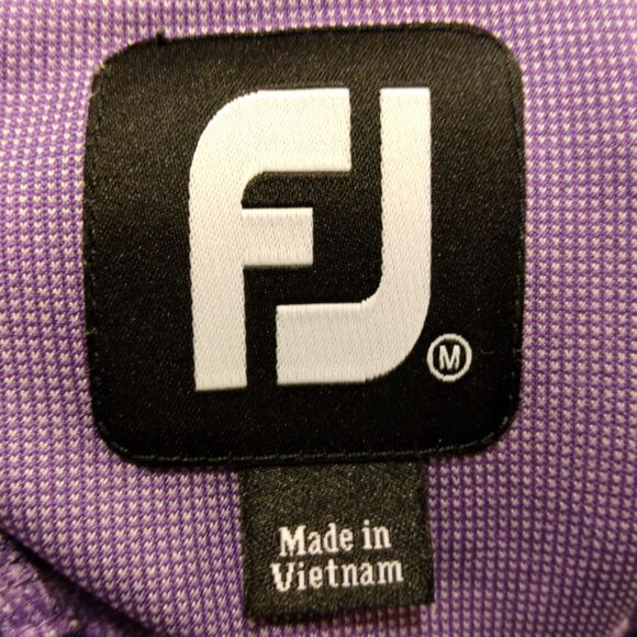 Footjoy FJ golf polo shirt Men's M Medium Short Sleeve purple collared polyester - Picture 6 of 8